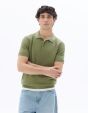 Polo slim en maille texturée 100% coton - vert