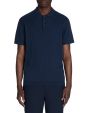 Polo regular en maille texturée coton mélangé - marine