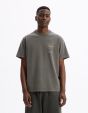 T-shirt boxy col rond 100% coton - anthracite