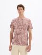 T-shirt regular col rond 100% coton fleuri - rose