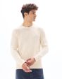 Pull col rond en maille flammée 100% coton - écru
