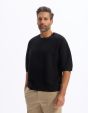 T-shirt boxy col rond 100% coton - noir