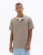 Polo regular en maille côtelé 100% coton - gris taupe