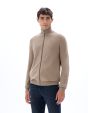 Cardigan zippé col camioneur 100% coton - beige