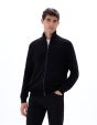 Cardigan zippé col camioneur 100% coton - noir