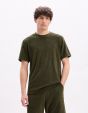 T-shirt boxy col rond éponge - kaki