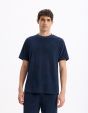 T-shirt boxy col rond éponge - marine