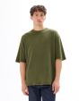T-shirt oversize col rond 100% coton gaufré - kaki