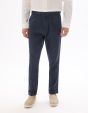 Pantalon chino slim coton lin - marine
