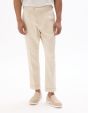 Pantalon chino slim coton lin - beige