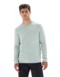 Pull col rond en coton mouliné - bleu clair