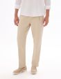 Pantalon slim coton lin stretch - beige