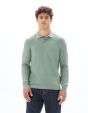 Pull col polo point fantaisie - bleu vert