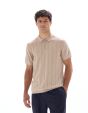 Polo regular en maille col zippé - beige
