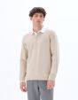 Polo regular uni manches longues - beige