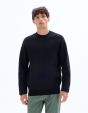 Pull col rond en coton mélangé uni - noir