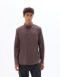Chemise regular unie en flanelle - bordeaux