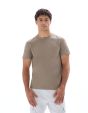 T-shirt regular col rond 100% coton piqué stretch - taupe