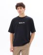 T-shirt oversize col rond 100% coton imprimé - noir
