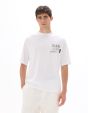 T-shirt oversize col rond 100% coton imprimé asie - blanc