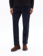 Pantalon chino straight en velour - marine