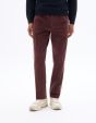 Pantalon chino straight en velour - bordeaux