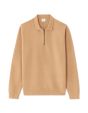 Pull regular col polo zippé - beige