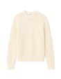 Pull col rond 100% coton avec jeu de points - blanc