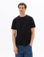 T-Shirt boxy col rond 100% coton reliéfé - noir
