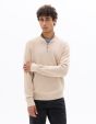 Pull col camionneur regular en micro gaufré - beige
