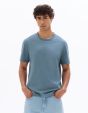 T.02 T-Shirt boxy col rond 100% coton épais - bleu