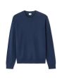 Pull col rond uni en maille fine - bleu