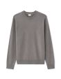 Pull col rond uni en maille fine - gris