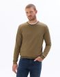 K.02 Pull col rond uni en maille fine - gris vert