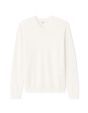 Pull col V unie en maille fine - blanc