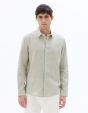 Chemise regular à col français en lin et coton - vert clair