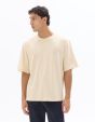 T-shirt oversize col rond 100% coton imprimé naïf - beige