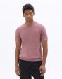 T-shirt slim col rond en maille - rose