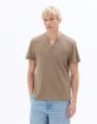 T-Shirt regular col Henley 100% coton - taupe