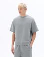 Sweat manches courtes oversize effet délavé - bleu