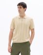 Polo col zippé rayé - beige