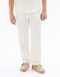 Pantalon straight 100% coton effet nid d'abeille - beige