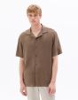 Chemisette relax viscose lin - marron clair