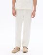 Pantalon relax 100% coton jacquard - blanc