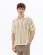 Polo regular en maille rayée et texturée - beige