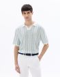 Polo regular en maille rayée et texturée - bleu clair