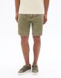 Bermuda regular en jean taille élastiquée - kaki