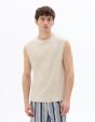 T-shirt tank boxy col rond - beige clair