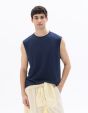 T-shirt tank boxy col rond - bleu marine