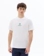 T-shirt boxy col rond 100% coton imprimé Pacific Blue - blanc